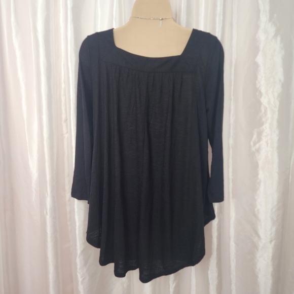 Mudd Black Peasant Tunic Top Boho Embroidered Trim Size Large - Picture 3 of 7